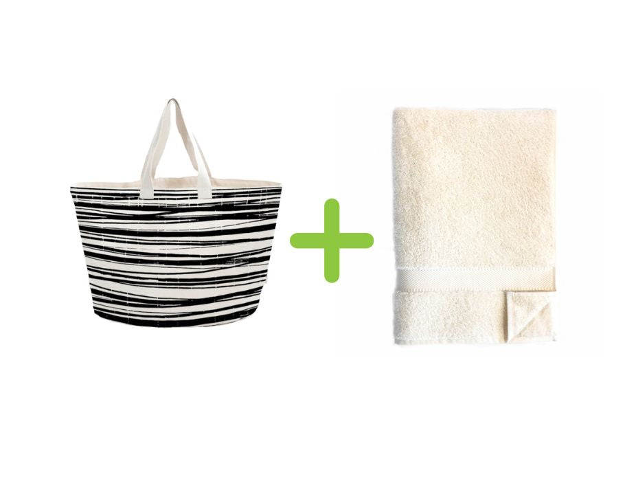 Sac de plage Bo charançon + serviette de bain (100x180 cm) - naturel