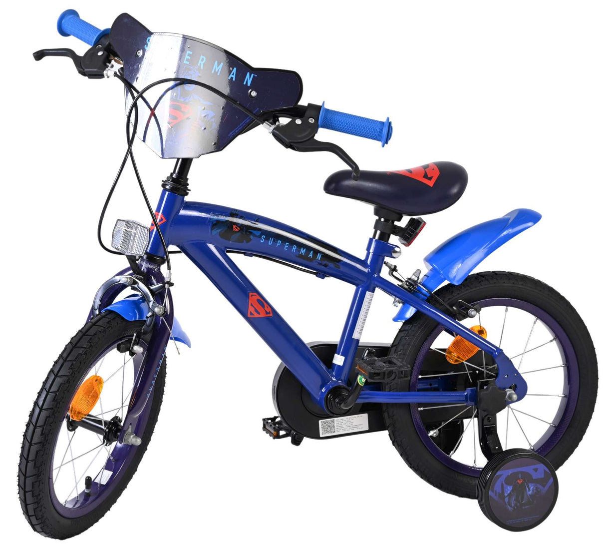 Vélo pour enfants Superman - garçons - 14 pouces - bleu - deux freins à main