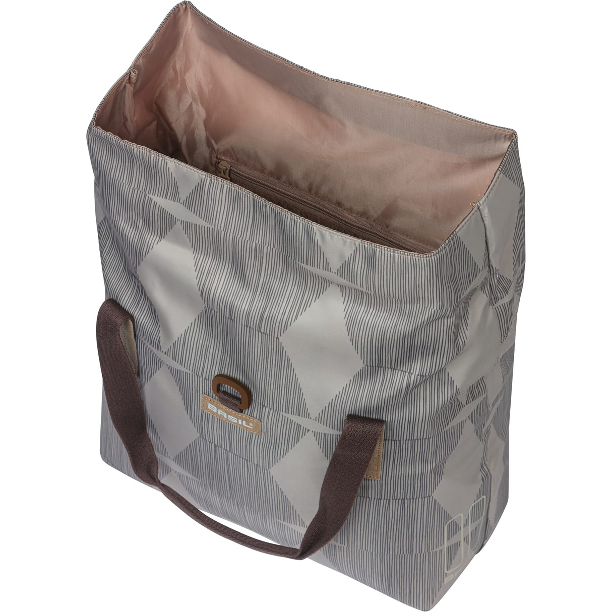 Basil Eleganz Fietshopper, gréngen Hausdéier, Waasser behältklappt formen, polreded Hand Schëller, 20-26l, Taupe