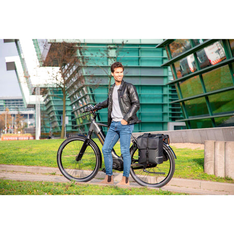 New LOOXS Bicycle Bag Odense - double, noir, eau -Pellite, réflexion, adapté aux vélos électriques