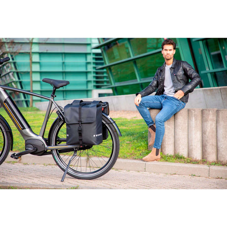New LOOXS Bicycle Bag Odense - double, noir, eau -Pellite, réflexion, adapté aux vélos électriques