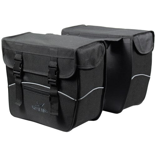 Bag du Groenlands Double noir noir. Dimensions 35x31x16 (x2) cm. Côtés excurrents, 34L