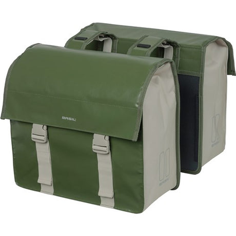 Basil Urban Load Double Bicycle Sac - Polyester étanche à la bâche - Sable vert - 48-53L
