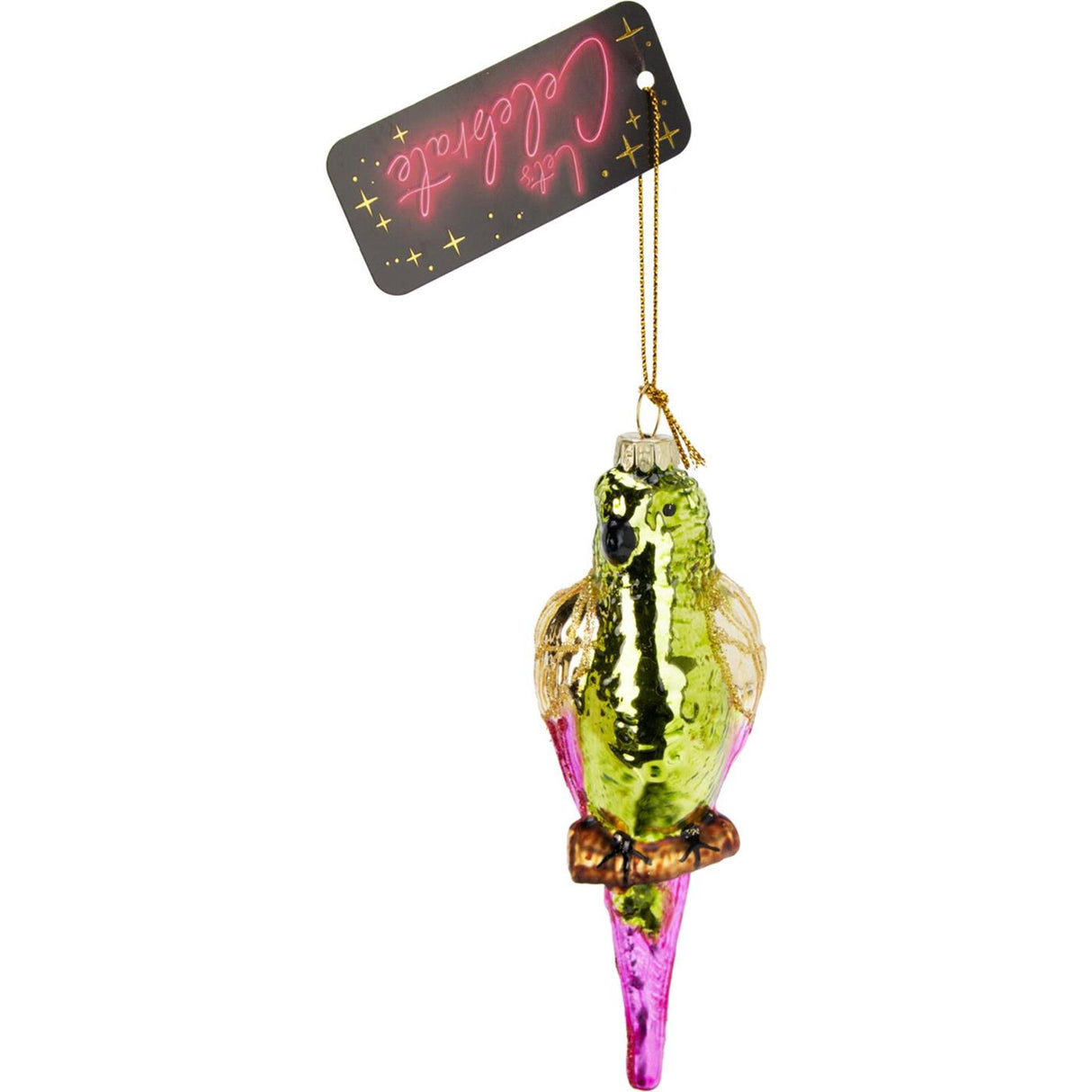 Pendentif perroquet verre 13cm présentoir 12pcs