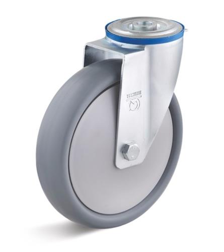 Torwegge roulette pivotante thermoplastique ø160 plastique fixation par boulon