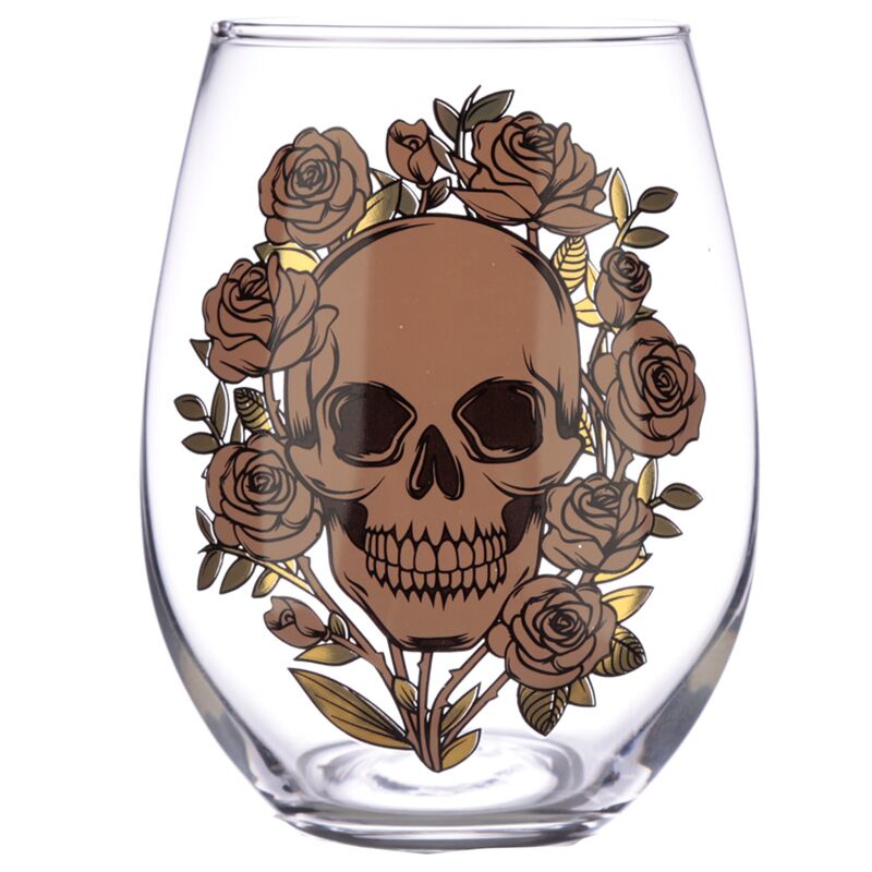 2 verres à boire - roses tête de mort