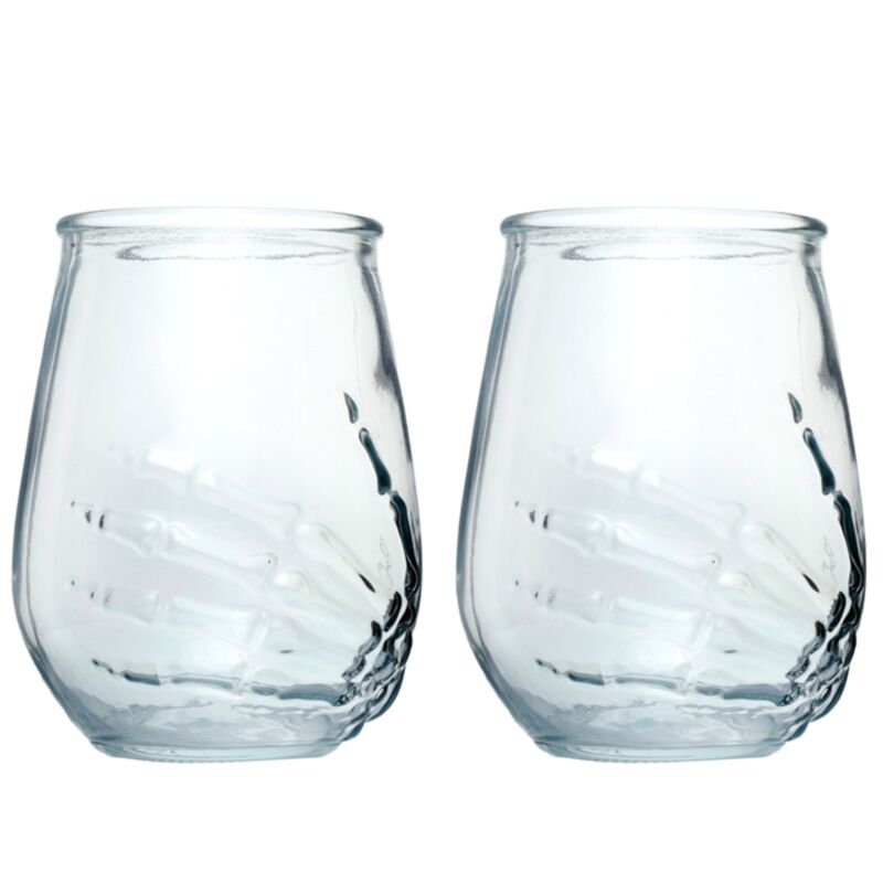 Ensemble de 2 verres à boire en verre à main squelette 250ml