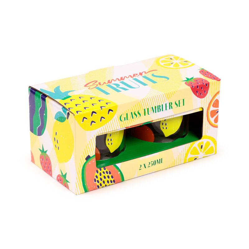 Fruits d'été coffret de 2 verres à boire 250ml