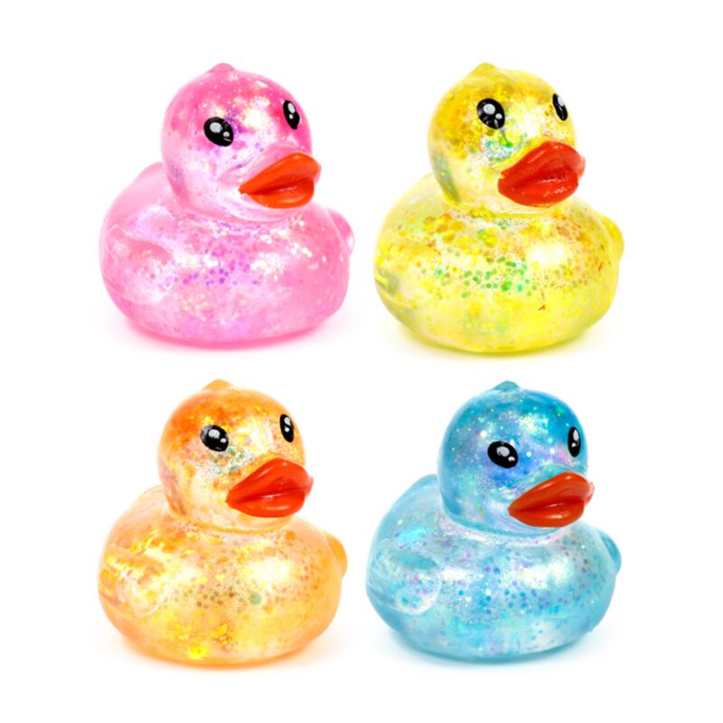 Jouet à presser anti-stress canard pailleté maltose