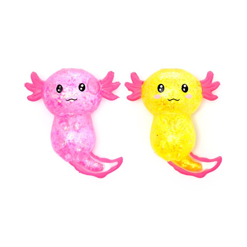 Jouet anti-stress axolotl à paillettes compressibles