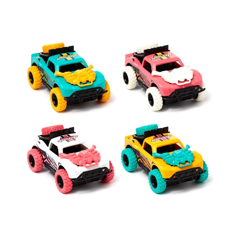 Voiture de cascade avec moteur, poupée, friction, poussette et action à tirer