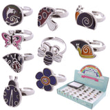 Bague d'humeur pour enfants avec animal, fleur de coléoptère