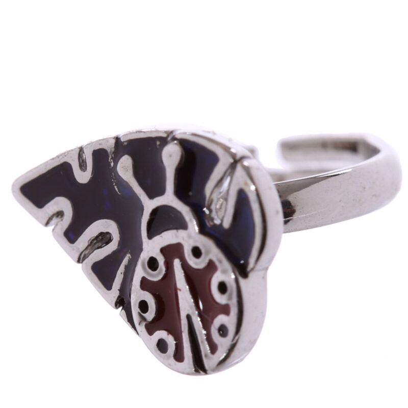 Bague d'humeur pour enfants avec animal, fleur de coléoptère