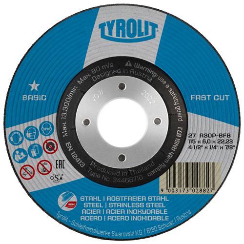 Tyrolit abs 125x6.0mm a30p-bfb basic st acier inoxydable coupe rapide | 10 pièces