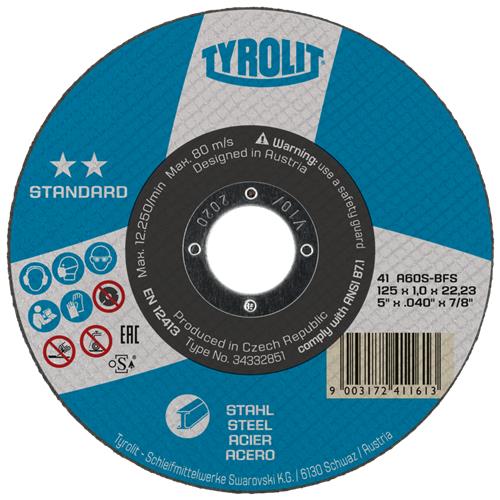 Tyrolit dss 178x1,6mm a46q-bfs standard acier inoxydable | 25 pièces