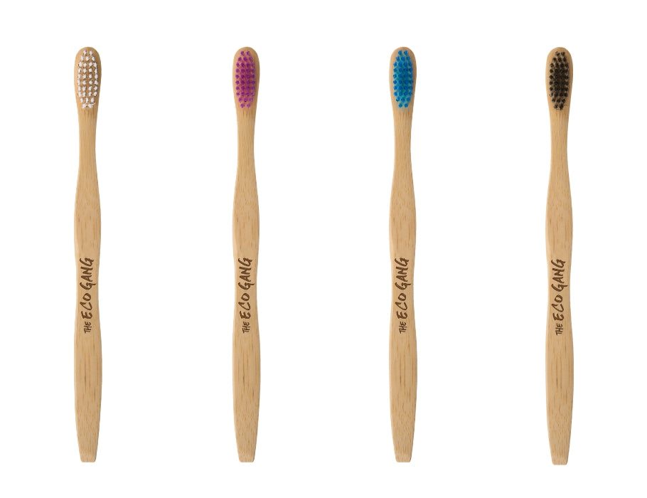 The eco gang brosse à dents en bambou - souple - 4 pièces - mix