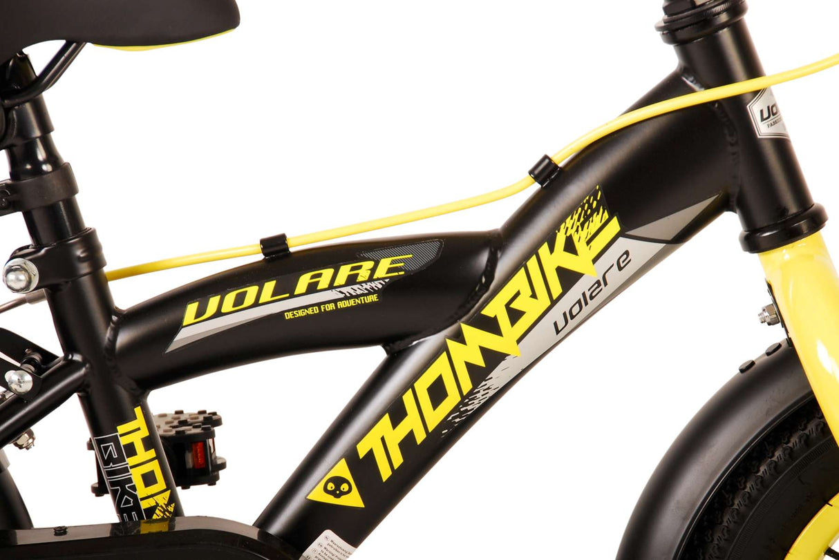 Volare Thombike Children's Bike - Boys - 12 pouces - Jaune noir - Freins à deux mains