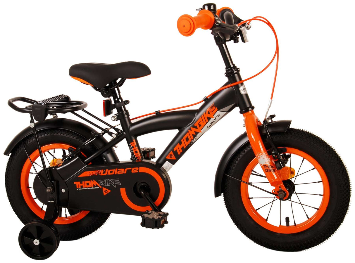 Volare Thombike Children's Bike Boys 12 Zoll schwarz orange zwei Handbremsen