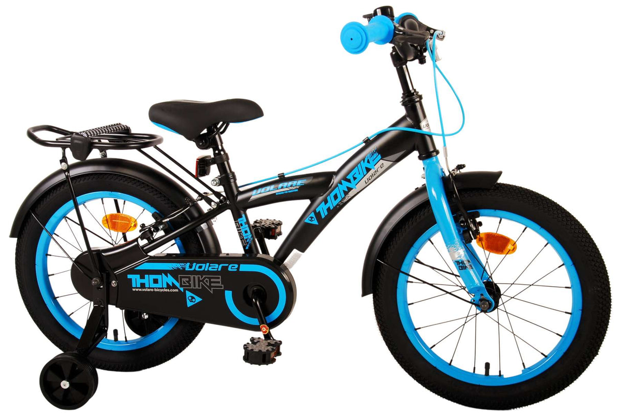 Vélo enfant Volare Thombike - Garçons - 16 pouces - Noir Bleu - Deux freins à main