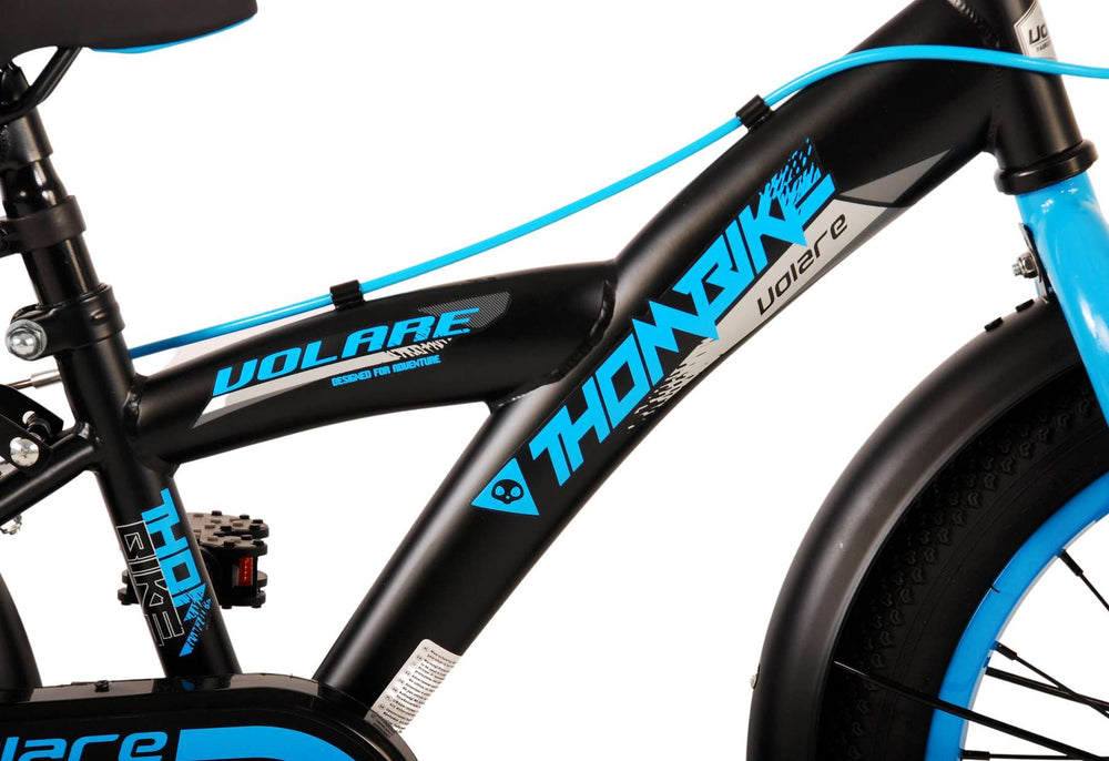 Vélo enfant Volare Thombike - Garçons - 16 pouces - Noir Bleu - Deux freins à main