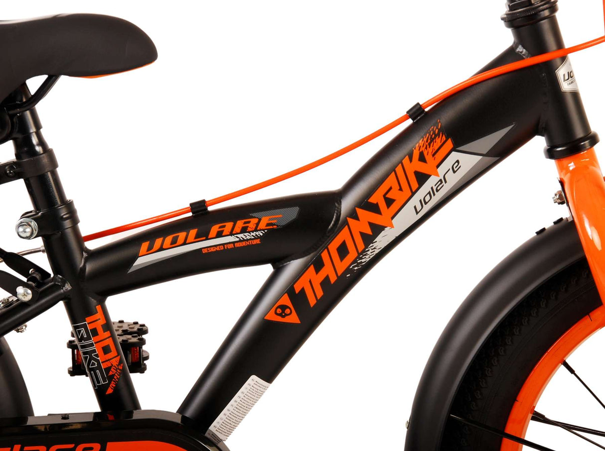 Volare Thombike Children's Bike Boys 16 pouces Black Orange Two Hand freins