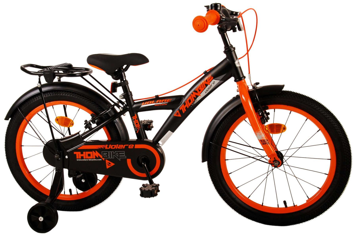 De Volore Thombike Kanner Vëlo Boys 18 Zoll schwaarz orange zwee Hand Bremsen