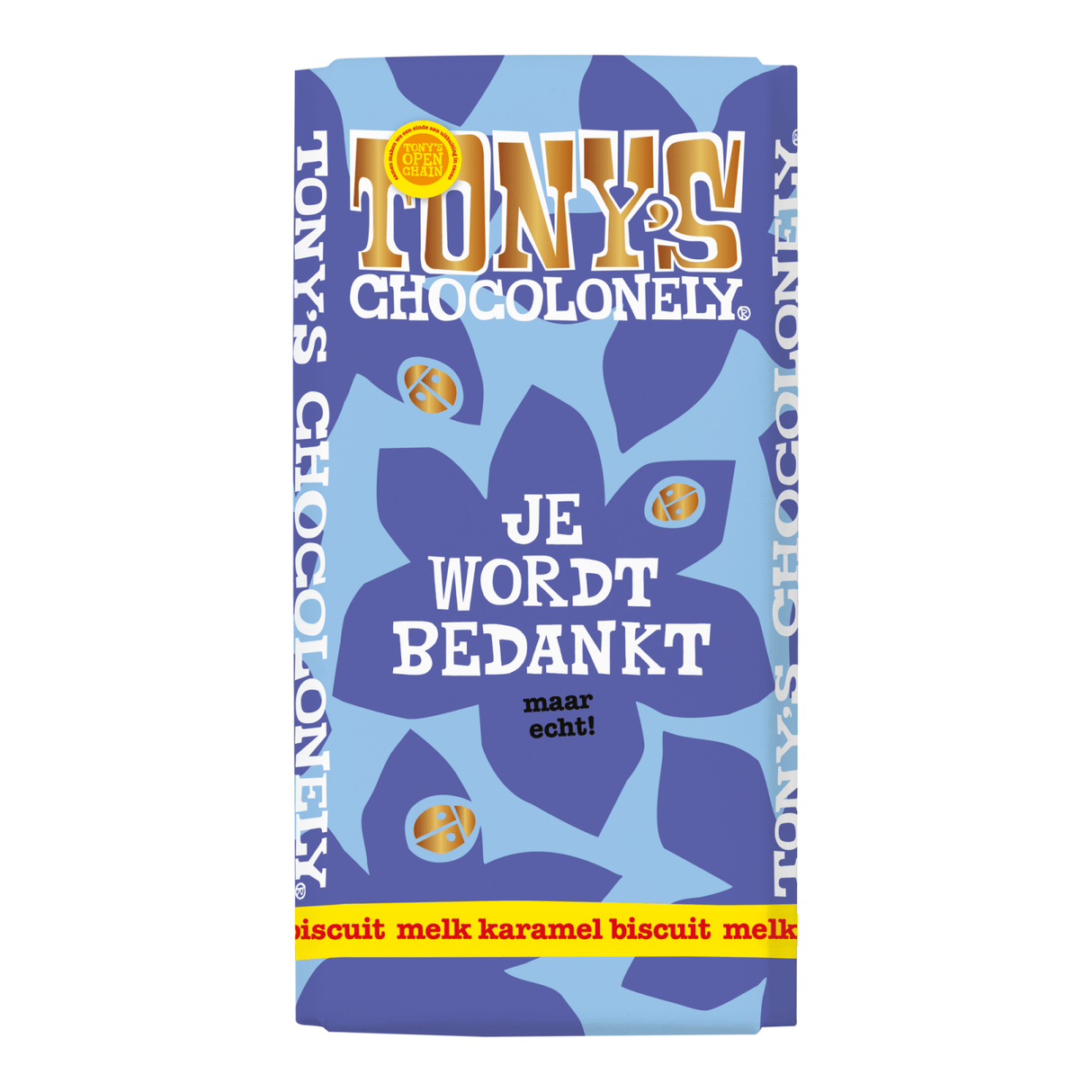 Tony's barre chocolatée merci biscuit caramel au lait (15x 180g)