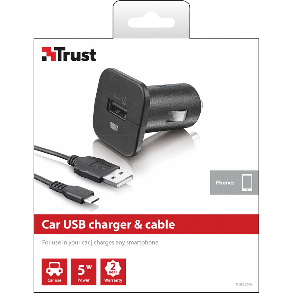 Trust 5W Car Charger avec câble micro-USB