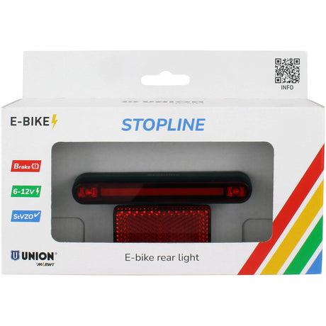 Qibbel union feu arrière e-bike 50-80mm stopline 6-12v feu stop