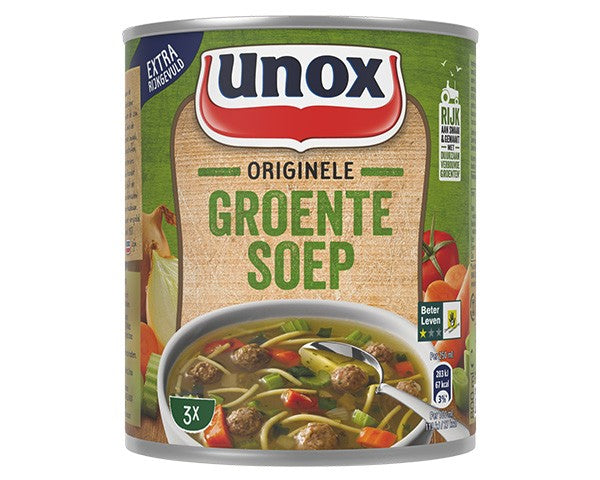 Soupe en conserve Unox - soupe de légumes originale - à base de boulettes de soupe, vermicelles et différents types de légumes - 6 x 800 ml