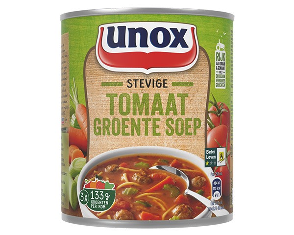 Boîte de soupe aux légumes Tom robuste Unox (6x 0,8 litre)