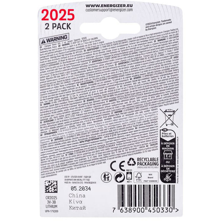 Enerdis pile électrificateur lithium 3v cr2025 blister (2pcs)