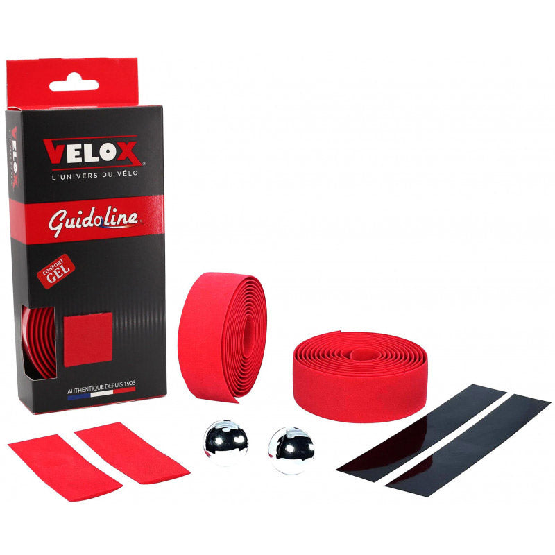 Guidon Velox maxi liège gel rouge (2pcs)