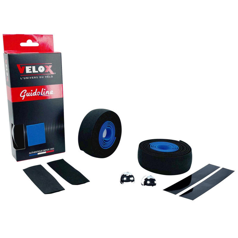 Velox stuurtape maxi cork bicolor zwart blauw (2st)