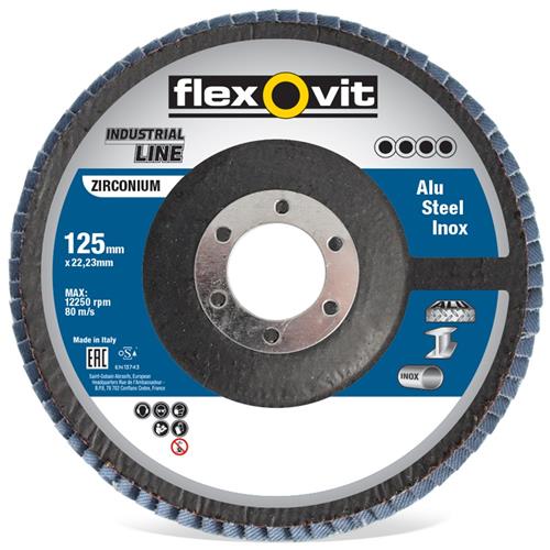 Disque à lamelles plates Flexovit 125x22 r842 p120 conique | 10 pièces