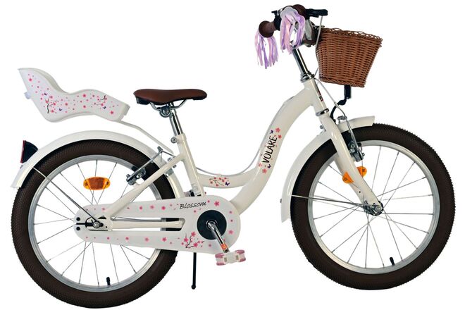 Vélo pour enfants Volare Blossom - filles - 18 pouces - blanc - deux freins à main