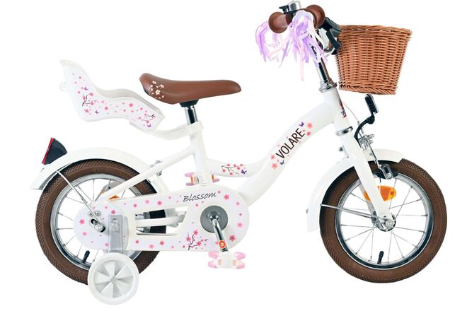 Vélo enfant Volare Blossom - filles - 12 pouces - blanc
