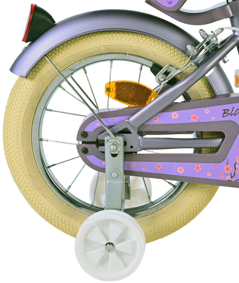 Vélo pour enfants Volare Blossom - filles - 14 pouces - violet - deux freins à main