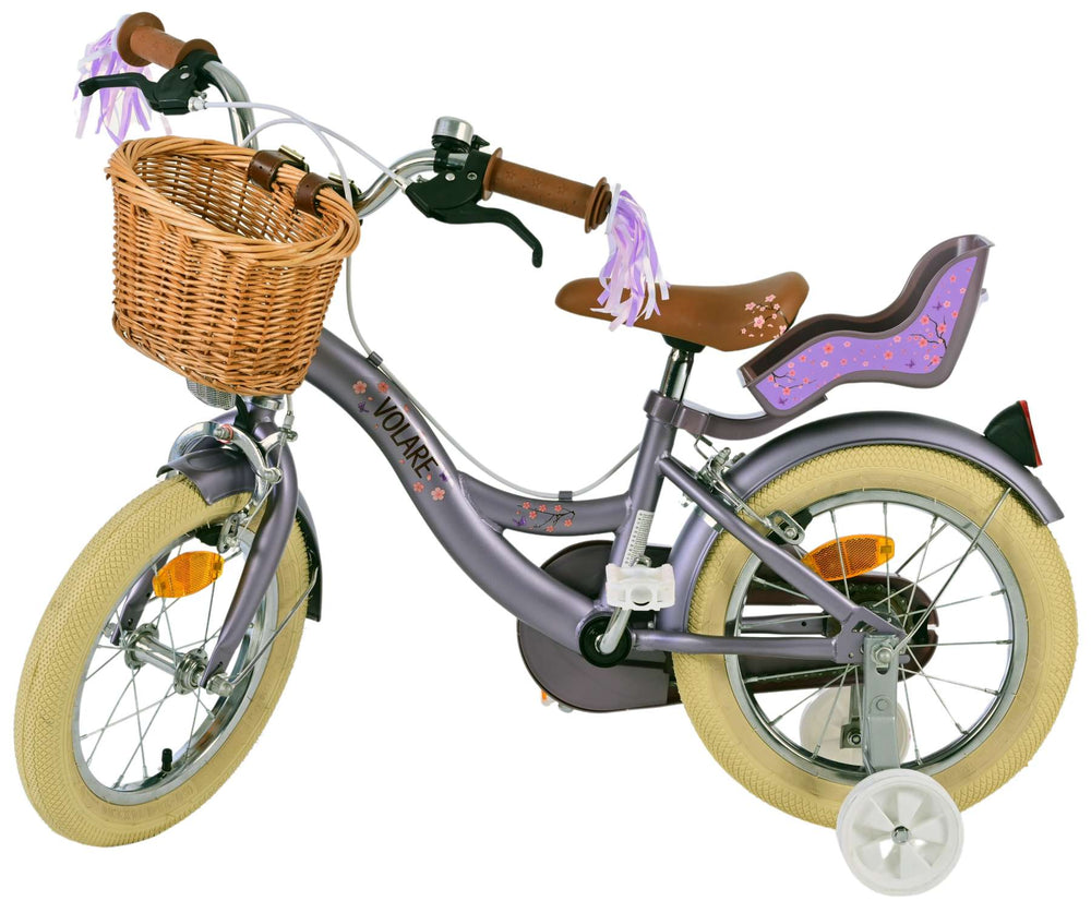 Vélo pour enfants Volare Blossom - filles - 14 pouces - violet - deux freins à main