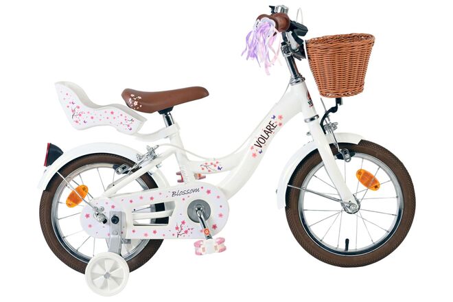 Vélo pour enfants Volare Blossom - filles - 14 pouces - blanc - deux freins à main