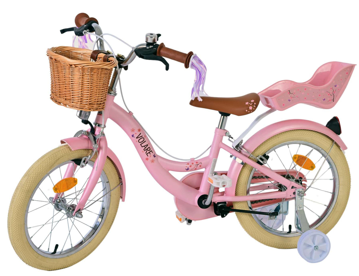 Volare Blossom Children's Bicycle - Girls - 16 Inch - Pink - Två handbromsar