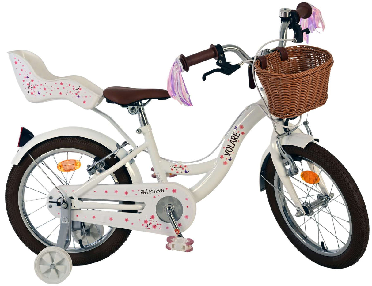 Vélo pour enfants Volare Blossom - filles - 16 pouces - blanc - deux freins à main