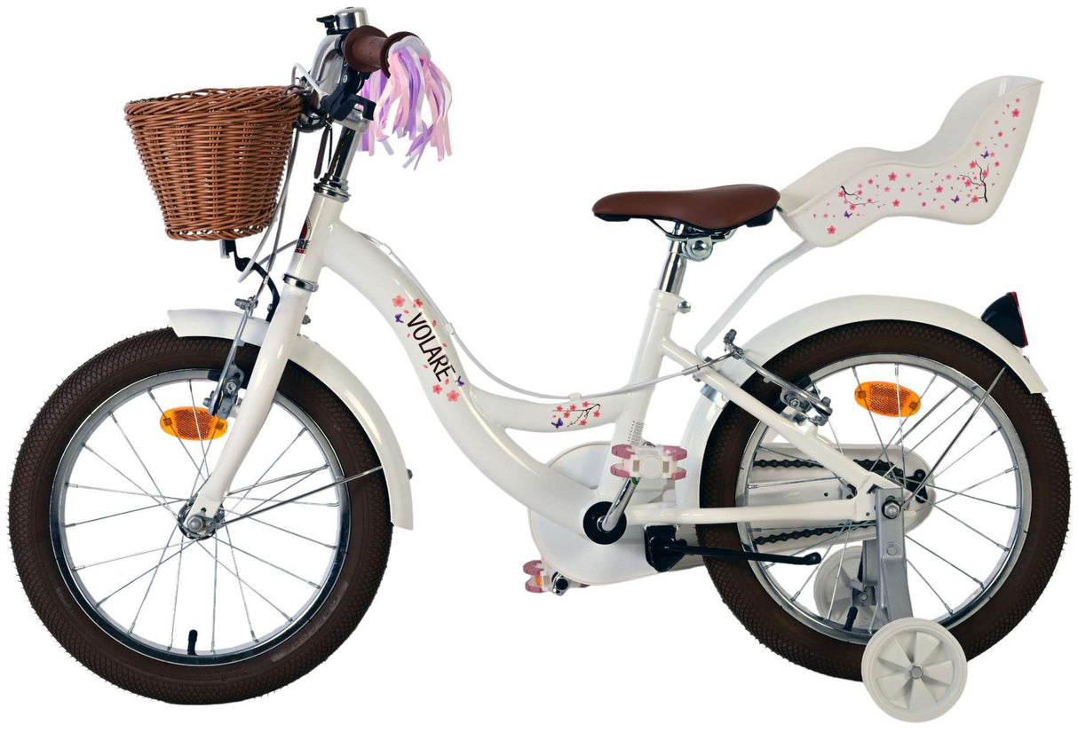 Vélo pour enfants Volare Blossom - filles - 16 pouces - blanc - deux freins à main