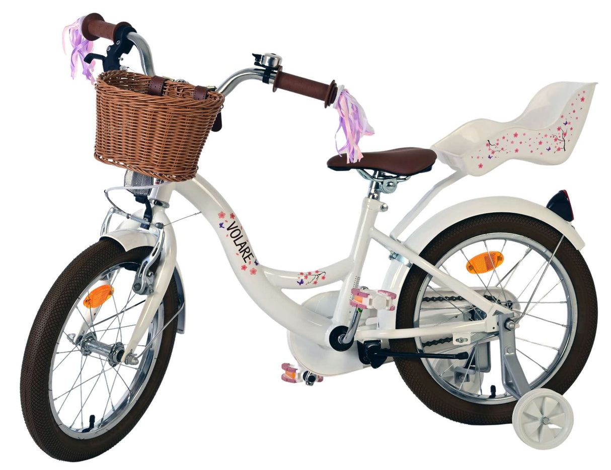 Vélo enfant Volare Blossom - filles - 16 pouces - blanc