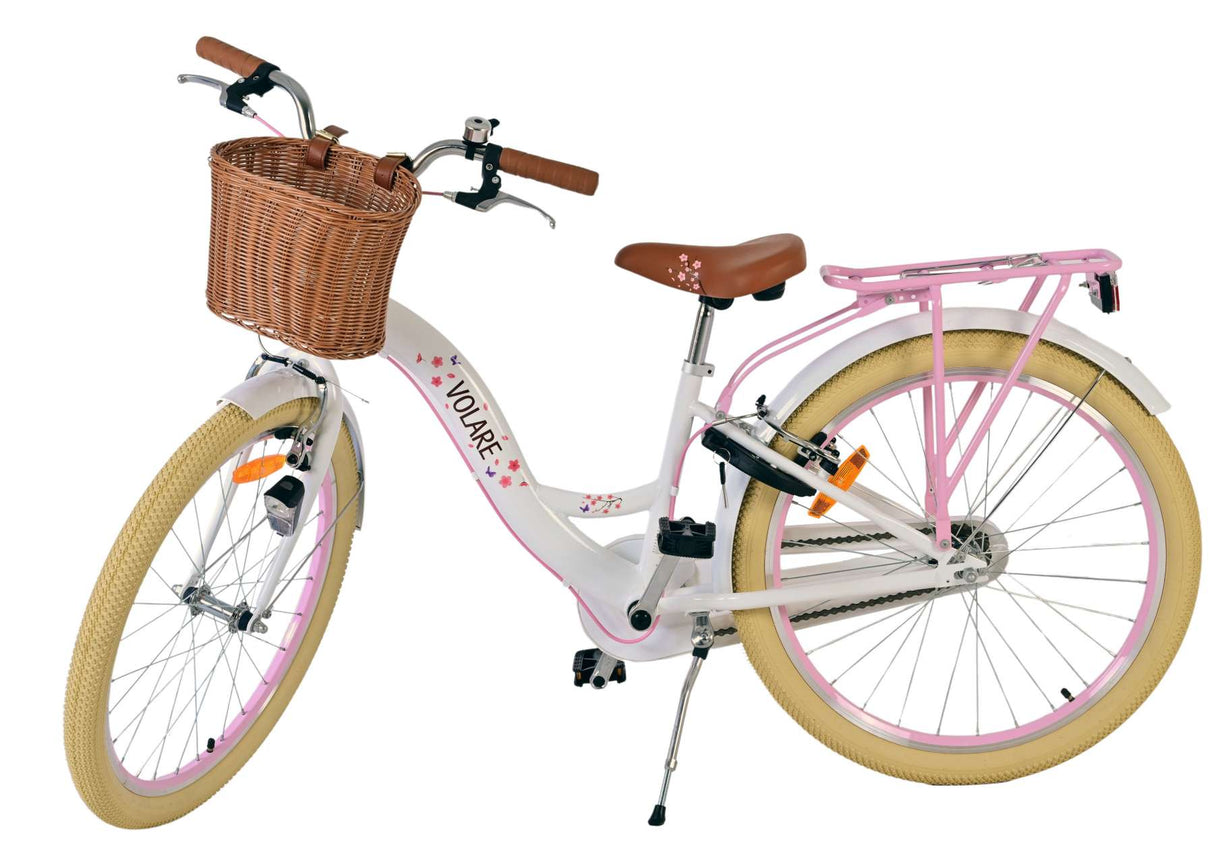 Vélo pour enfants Volare Blossom - filles - 24 pouces - blanc - deux freins à main