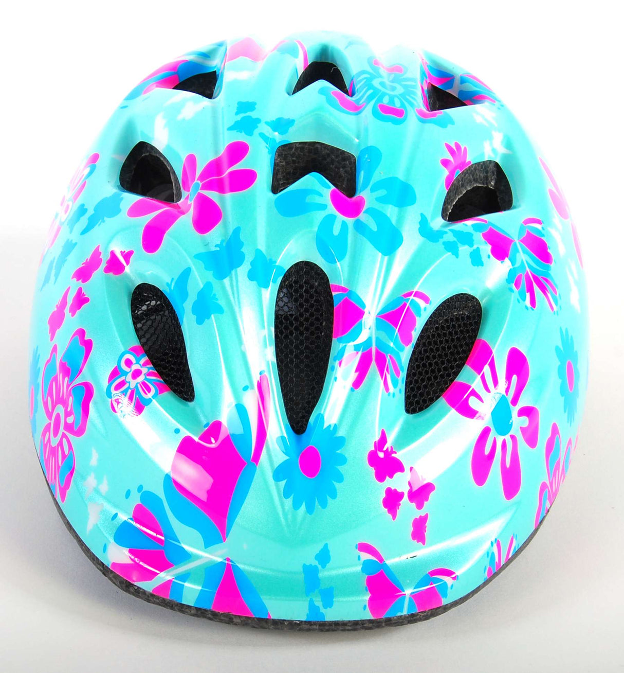 Casco de bicicleta para niños Volare XS Blue Pink Flowers 47-51 cm Modelo extra pequeño