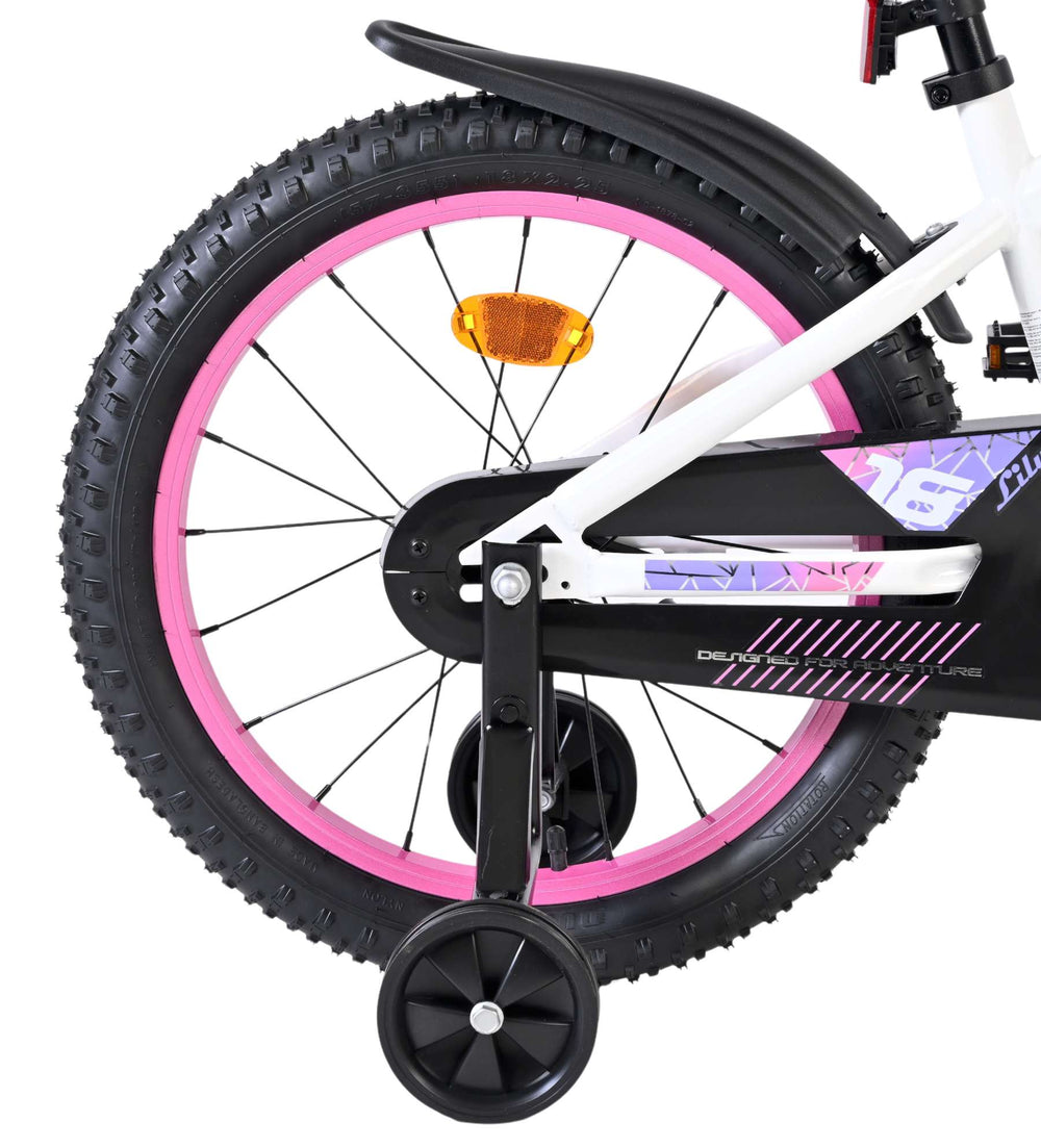 Vélo enfant Volare Lily - filles - 18 pouces - blanc rose violet