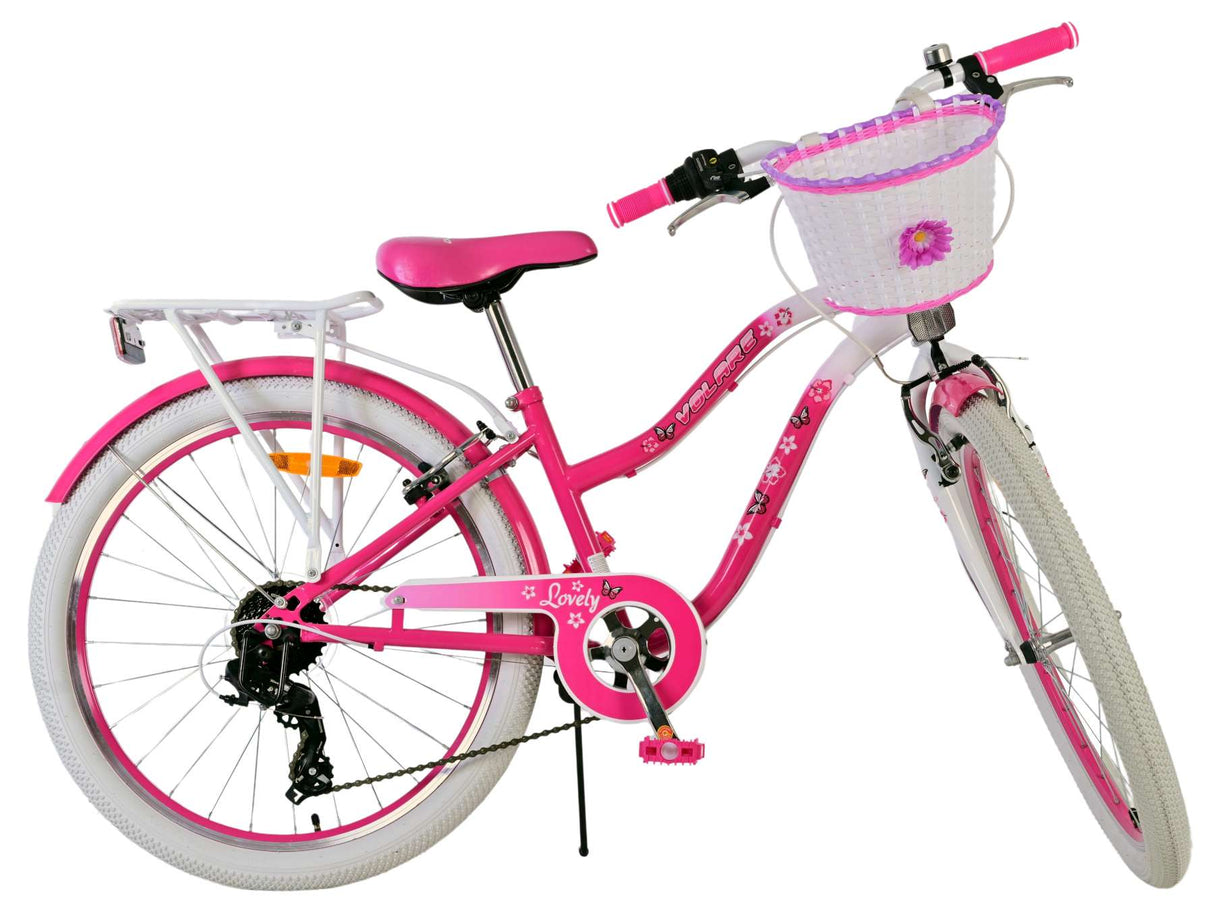 Joli vélo pour enfants Volare - filles - 24 pouces - rose - 7 vitesses