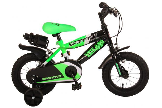 Volare Sportivo Child's Bike Boys Boys 12 pouces Néon Groen Black Two Hand Brakes 95% Assemblé