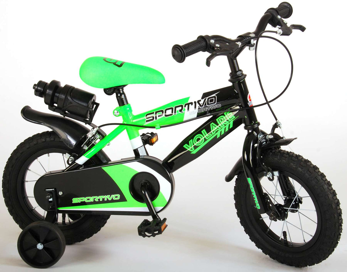 Volare Sportivo Child's Bike Boys Boys 12 pouces Néon Groen Black Two Hand Brakes 95% Assemblé